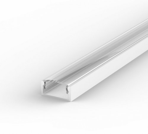 Profil LED Nawierzchniowy P4-1 biały lakierowany z kloszem transparentnym 1m