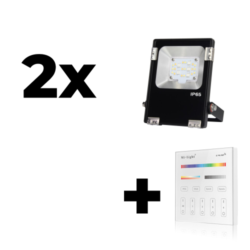 Zestaw Mi-Light 2x Naświetlacz 10W 24V DC RGB+CCT + panel ścienny