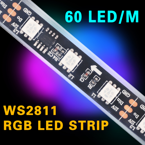 TAŚMA CYFROWA MAGIC STRIP Epistar LED RGB 1m 300LED IP67 czarny laminat