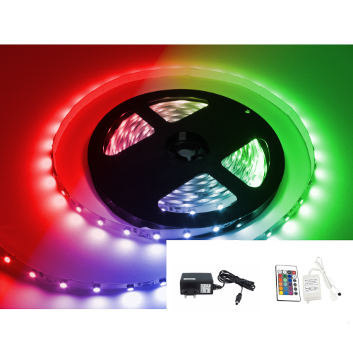 TAŚMA LED RGB 5050 /1mb/ +ZASILACZ +STEROWNIK IR 16 BARW