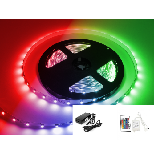 TAŚMA LED RGB 5050 /4mb/ +ZASILACZ +STEROWNIK IR 16 BARW
