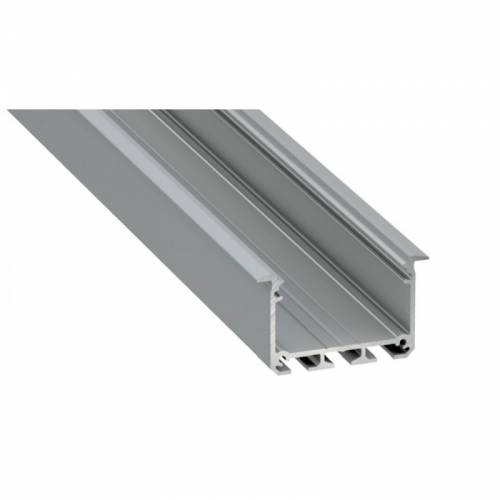 Profil LED architektoniczny wpuszczany INSO srebrny anodowany z kloszem mlecznym 2m