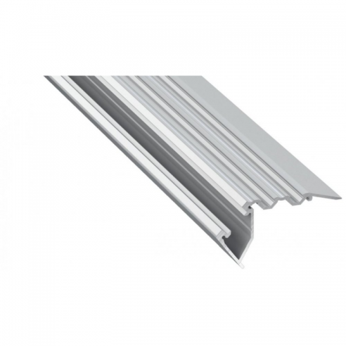 Profil LED architektoniczny schodowy SCALA srebrny anodowany z kloszem mlecznym 2m