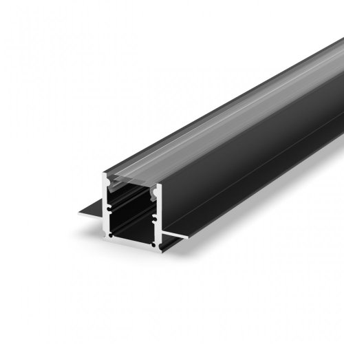 Profil LED Wpuszczany P25-2 czarny lakierowany z kloszem transparentnym 1m
