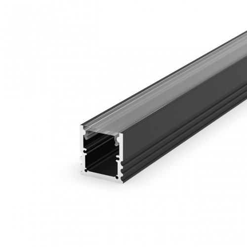 Profil LED Nawierzchniowy P25-3 czarny lakierowany z kloszem transparentnym 1m