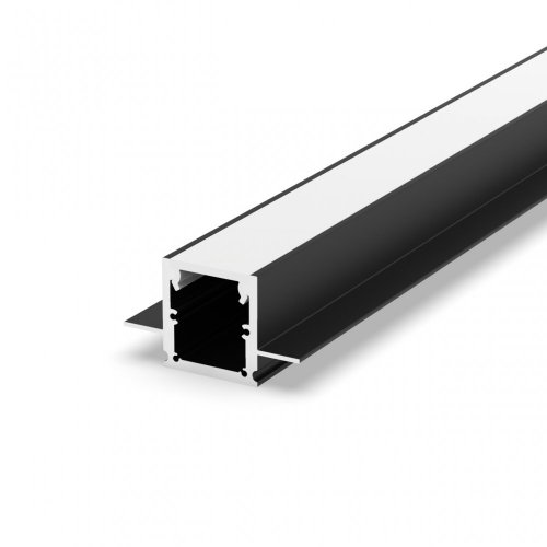 Profil LED Wpuszczany P25-2 czarny lakierowany z kloszem mlecznym 1m