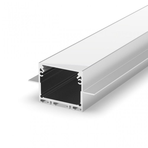 Profil LED wpuszczany P22-2 srebrny biały lakierowany z kloszem mlecznym 2m
