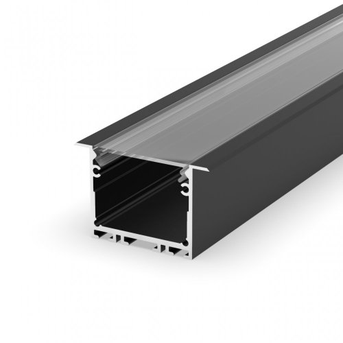 Profil LED wpuszczany P22-1 czarny lakierowany z kloszem transparentnym 2m