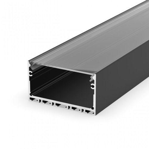 Profil LED architektoniczny napowierzchniowy P23-3 czarny lakierowany z kloszem transparentnym 2m