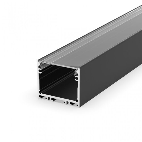 Profil LED architektoniczny napowierzchniowy P22-3 czarny lakierowany z kloszem transparentnym 2m
