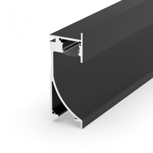 Profil LED architektoniczny ścienny P26-1 czarny lakierowany z kloszem transparentnym 2m