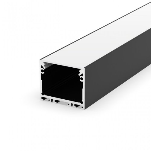 Profil LED architektoniczny napowierzchniowy P22-3 czarny lakierowany z kloszem mlecznym 2m