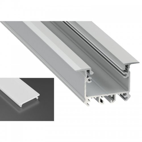 Profil LED architektoniczny wpuszczany inTALIA srebrny anodowany z kloszem mlecznym 2m