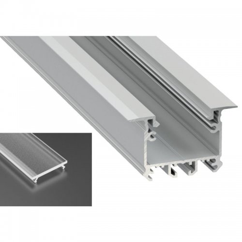 Profil LED architektoniczny wpuszczany inTALIA srebrny anodowany z kloszem frosted 1m