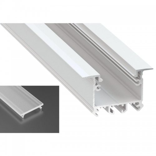 Profil LED architektoniczny wpuszczany inTALIA biały lakierowany z kloszem frosted mlecznym 1m