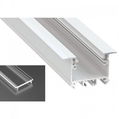 Profil LED architektoniczny wpuszczany inTALIA biały lakierowany z kloszem transparentnym 1m