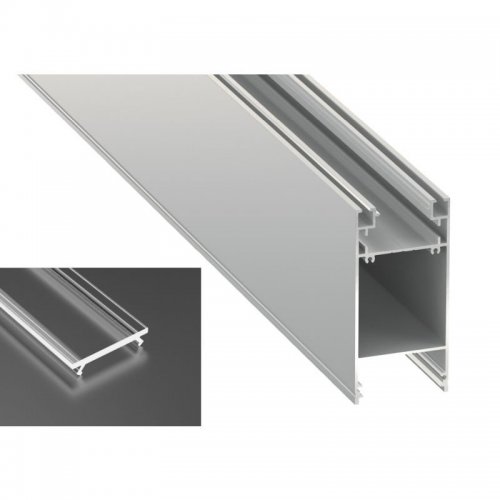 Podwójny Profil LED architektoniczny napowierzchniowy DULIO srebrny anodowany z kloszem transparentnym 1m