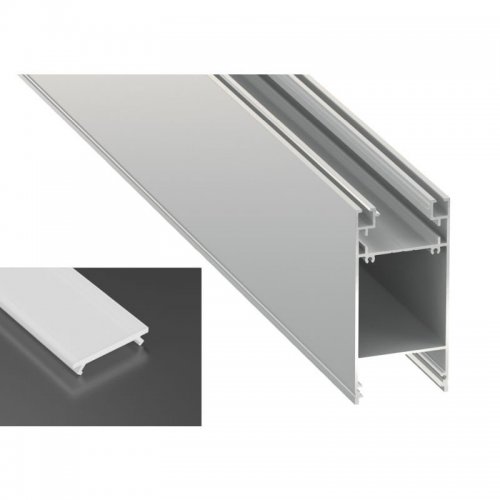Podwójny Profil LED architektoniczny napowierzchniowy DULIO srebrny anodowany z kloszem mlecznym 2m