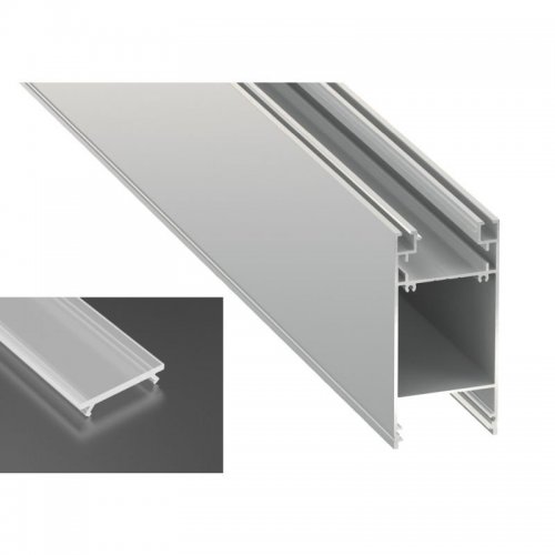 Podwójny Profil LED architektoniczny napowierzchniowy DULIO srebrny anodowany z kloszem mrożonym 1m