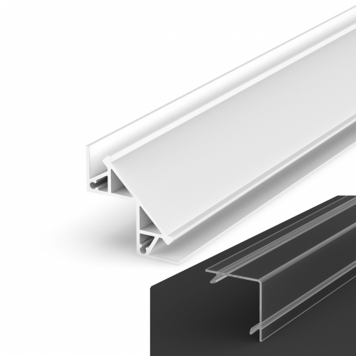 Profil LED Kątowy P12-1 biały lakierowany z kloszem transparentnym 1m