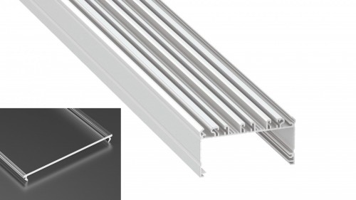Profil LED architektoniczny napowierzchniowy LARGO biały lakierowany z kloszem transparentnym 2m