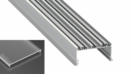 Profil LED architektoniczny wpuszczany inLARGO srebrny anodowany z kloszem frosted 1m