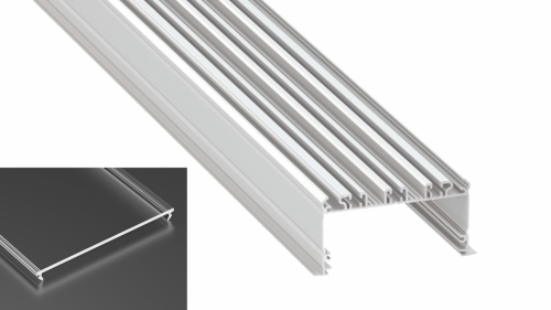 Profil LED architektoniczny wpuszczany inLARGO biały lakierowany z kloszem transparentnym 1m