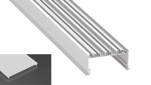 Profil LED architektoniczny wpuszczany inLARGO biały lakierowany z kloszem mlecznym 2m