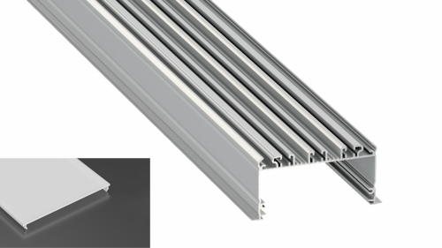 Profil LED architektoniczny wpuszczany inLARGO srebrny anodowany z kloszem mlecznym 2m
