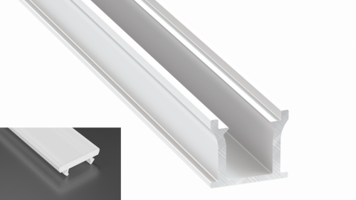 Profil LED architektoniczny wpuszczany RUNO biały lakierowany z kloszem mlecznym 1m