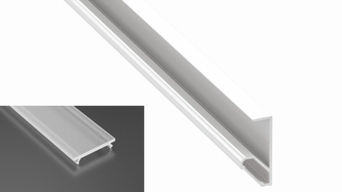 Profil LED natynkowy typu Q18 biały lakierowany z kloszem frosted mlecznym 2m