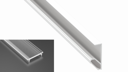 Profil LED natynkowy typu Q18 biały lakierowany z kloszem frosted 2m