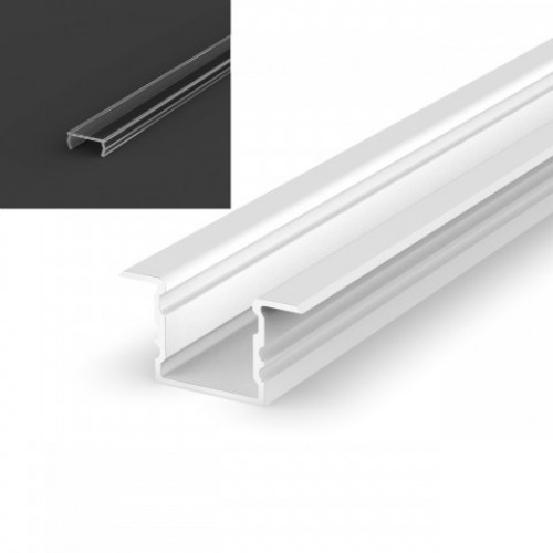 Profil LED Wpuszczany P18-2 biały lakierowany z kloszem transparentnym 1m