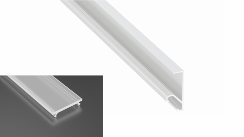 Profil LED natynkowy typu Q20 biały lakierowany z kloszem mrożonym 1m