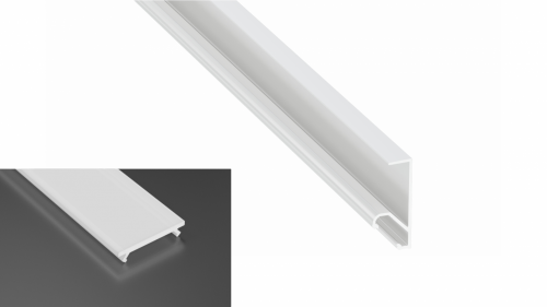 Profil LED natynkowy typu Q20 biały lakierowany z kloszem mlecznym 1m