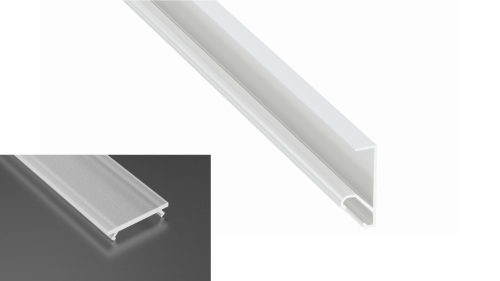 Profil LED natynkowy typu Q20 biały lakierowany z kloszem frosted mlecznym 2m