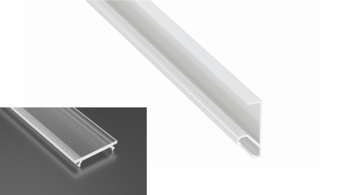 Profil LED natynkowy typu Q20 biały lakierowany z kloszem frosted 1m