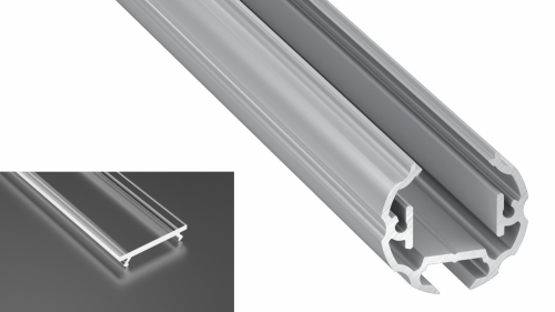 Profil Cosmo do poświetlania szaf LED srebrny anodowany z kloszem transparentnym 2m