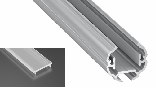 Profil Cosmo do poświetlania szaf LED srebrny anodowany z kloszem mrożonym 2m