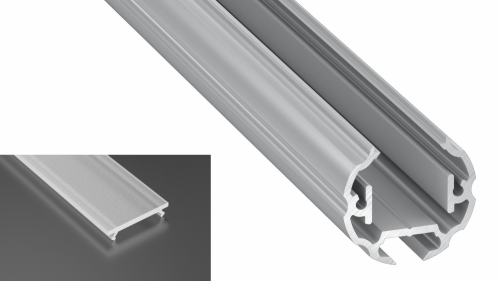 Profil Cosmo do poświetlania szaf LED srebrny anodowany z kloszem frosted mlecznym 1m