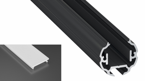 Profil Cosmo do poświetlania szaf LED czarny anodowany z kloszem mlecznym 1m