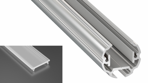 Profil Cosmo do poświetlania szaf LED srebrny surowy z kloszem mrożonym 2m