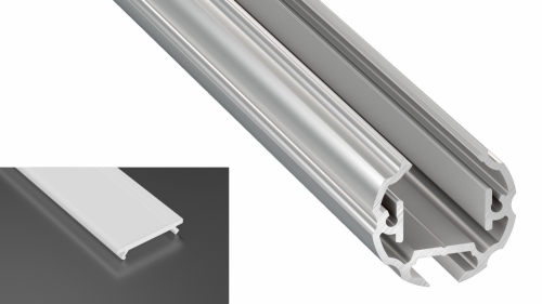 Profil Cosmo do poświetlania szaf LED srebrny surowy z kloszem mlecznym 1m