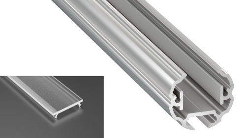 Profil Cosmo do poświetlania szaf LED srebrny surowy z kloszem frosted 1m