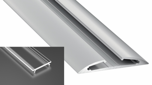 Profil LED natynkowy typu Reto srebrny anodowany z kloszem transparentnym 1m