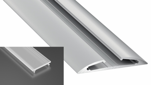 Profil LED natynkowy typu Reto srebrny anodowany z kloszem mrożonym 1m