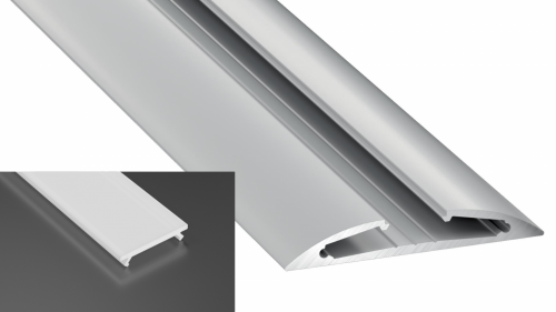Profil LED natynkowy typu Reto srebrny anodowany z kloszem mlecznym 1m