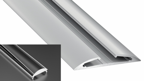 Profil LED natynkowy typu Reto srebrny anodowany z kloszem Lens 15 1m