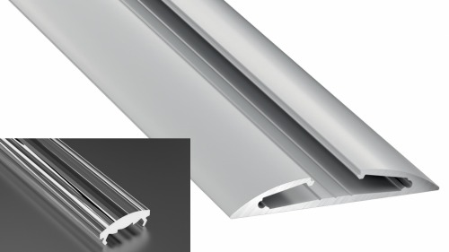 Profil LED natynkowy typu Reto srebrny anodowany z kloszem Lens 30 1m
