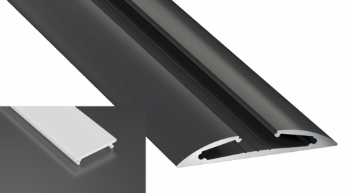 Profil LED natynkowy typu Reto czarny anodowany z kloszem mlecznym 2m